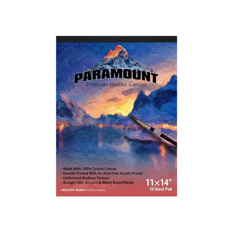 Paramount Universal Primed Premium Cotton White Canvas Pads - White - 11"" x 14"" - 10 Sheets - Universal Double Primed Cotton Canvas Pads for Students, Drawing, Painting, Travel, & More - Image 1